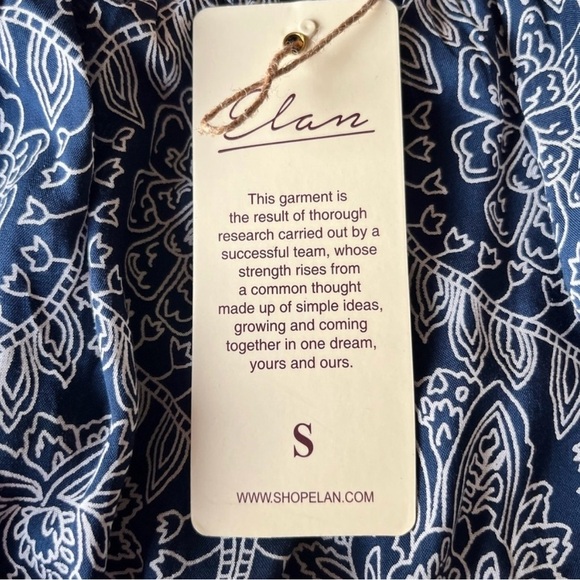 Elan Blue & White Patterned Long Sleeve Tie Front Blouse Size S - Picture 8 of 8